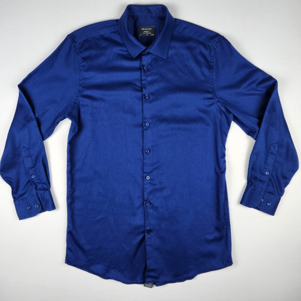 Bellissimo Mens Royal Blue Shirt 16 (32/33) Modern Fit Royalcore Quiet Luxury